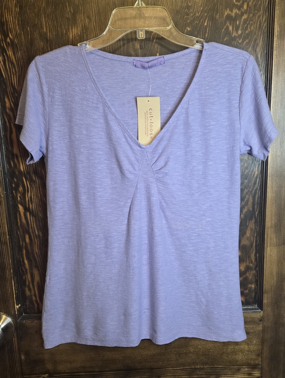 NWT Women’s Cut Loose Lavender V-Neck Twist Front Top -